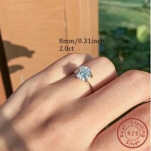 2ct Moissanite sterling silver ring size